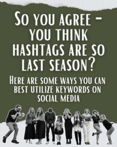 social media managers teaching about keywords for SEO and social media