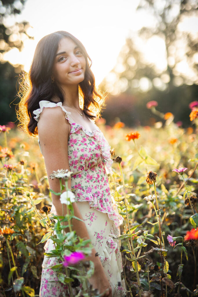 norfolk botanical gardens senior photo session wildflower patch